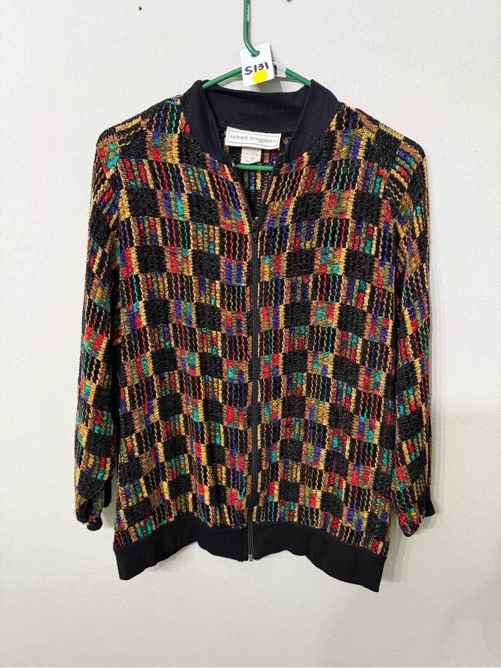 Women's Robert Krugman Multicolor Textured Zip Front Jacket Small USA Small